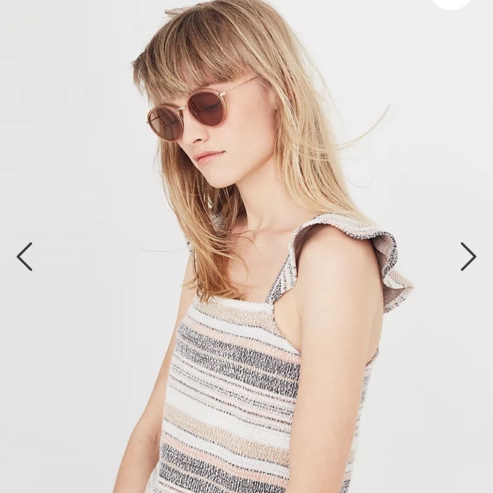 Madewell Texture & Thread Ruffle-Strap Tank Top in Stripe size Small
